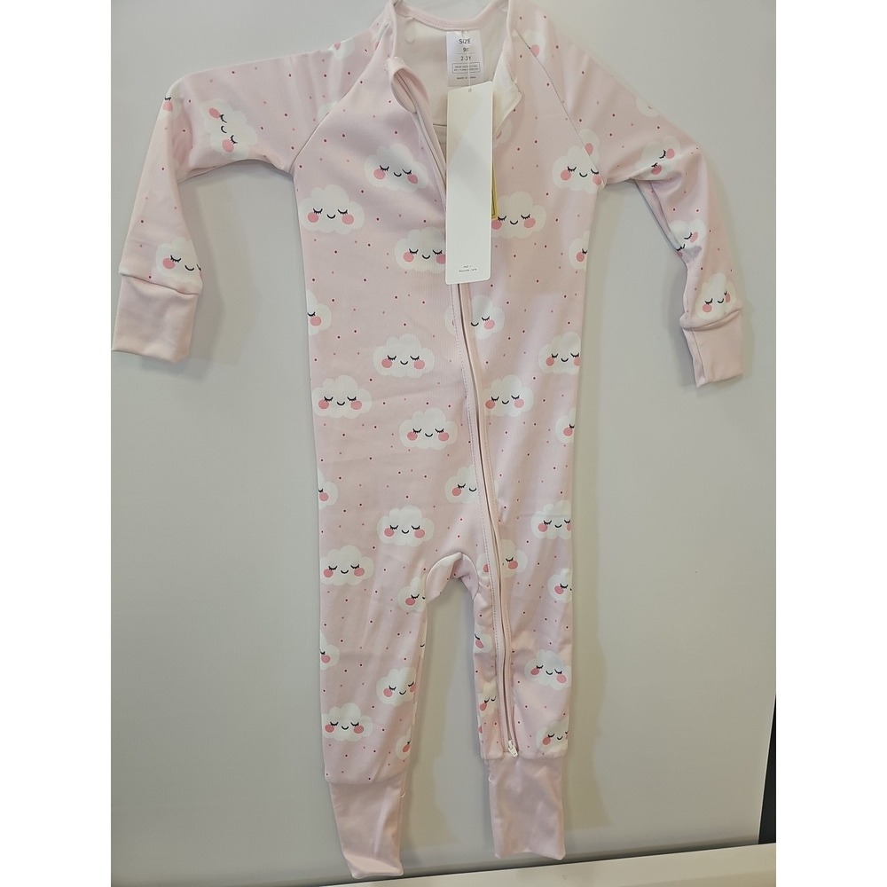 White Pink  Cloud Bamboo  Zippy Double Zipper  2 To 3 Years